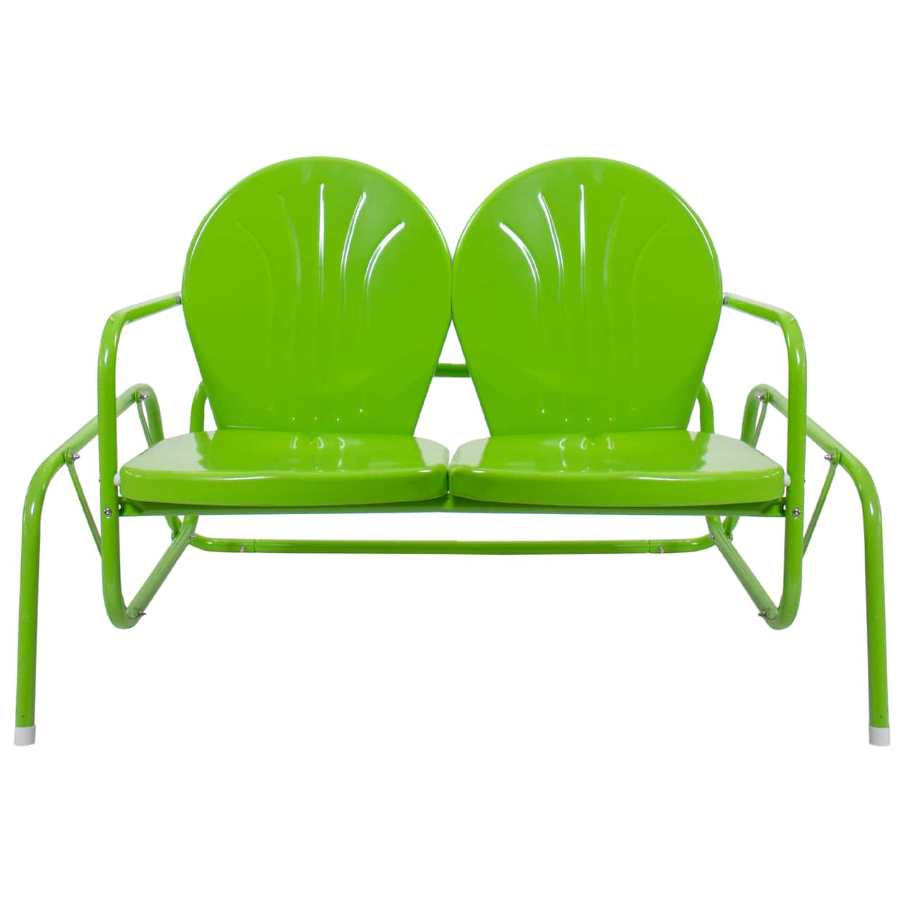 2-Person Outdoor Retro Metal Tulip Double Glider Patio Chair